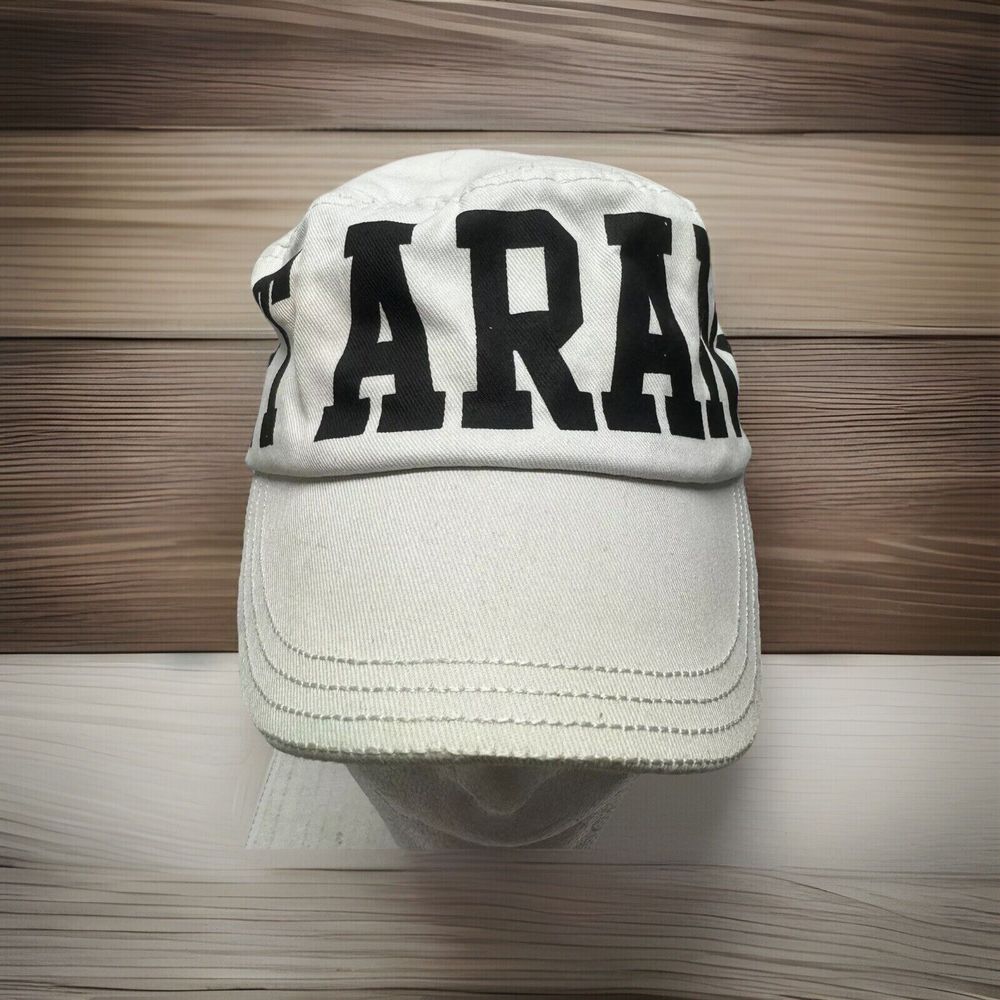 777 Lucky Port Aransas Texas Hat White Cadet Military Cap Black Block Letters